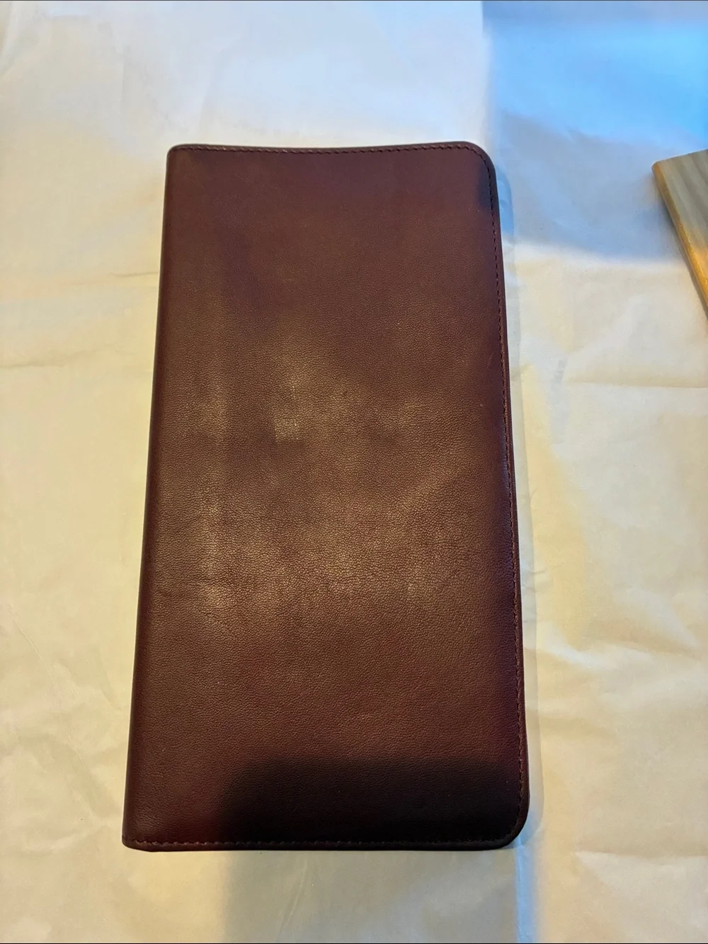 Unused Brown or Burgundy Leather Travel Card & Key Holder